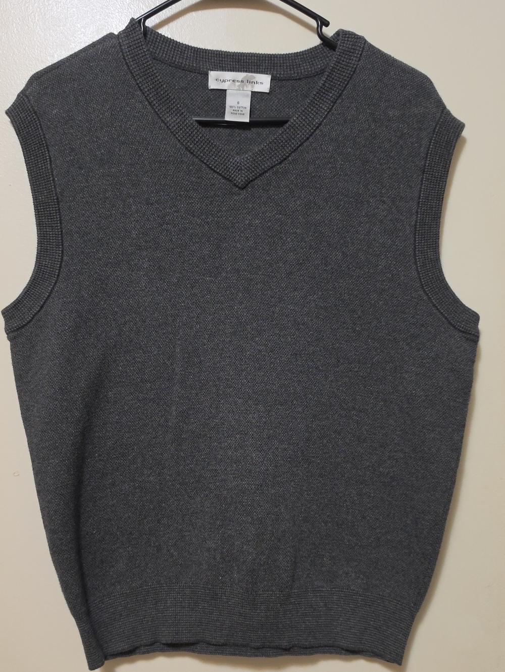 Cypress Links Dark Gray V-Neck Sweater Vest